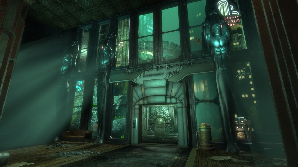 The first person shooter BioShock sends us to the underwater city of Rapture.