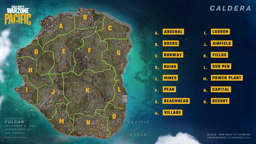 cod warzone new map caldera overview map with landing sites