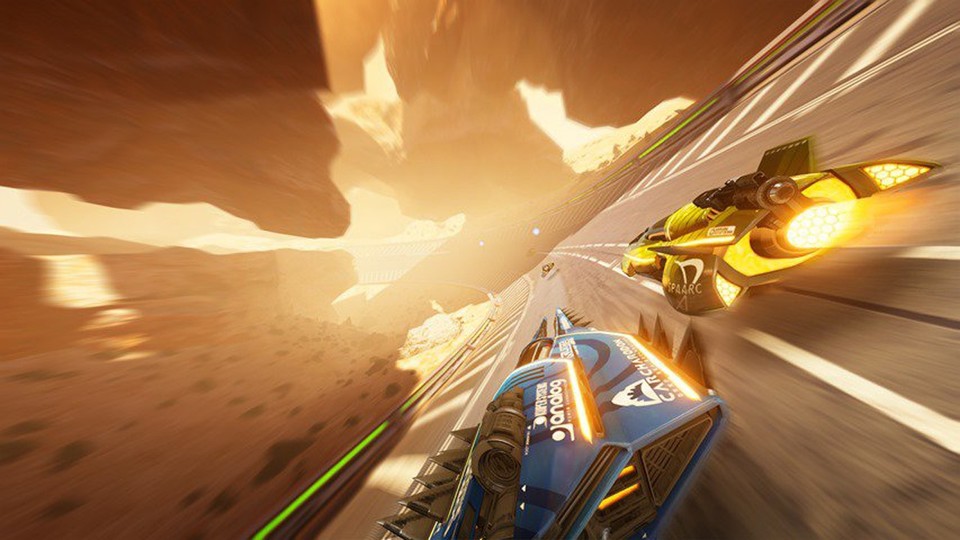 In Fast RMX we race through beautiful landscapes in futuristic vehicles.