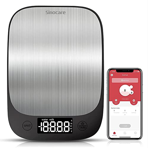 Sinocare Kitchen Scale, Kitchen Weight, Precision Scale, Stainless Steel Bluetooth Digital Kitchen Scale for Food Food