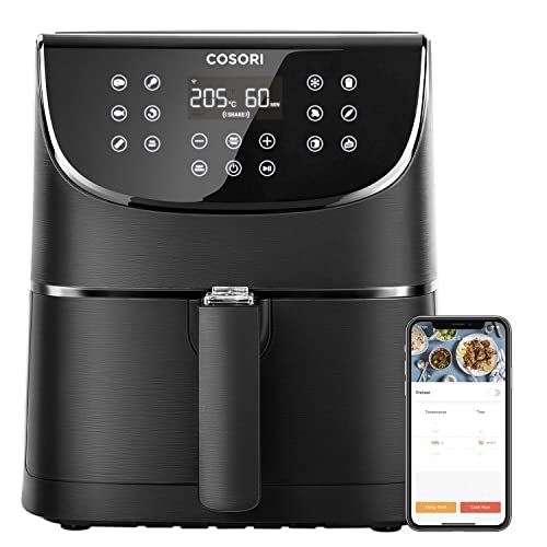COSORI Smart - Hot Air Fryer with WiFi (5.5L, XXL, with App Control, LED Touch Screen, 11 Programs, Preheat and Keep Warm, Shake Mode