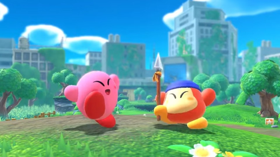 Kirby and the Forgotten Land - In the 3D adventure, you can also be out and about as a couple