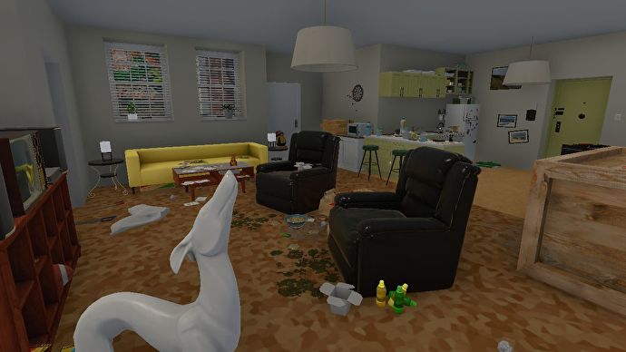 Chandler and Joey's apartment recreated inside House Flipper with the April Fool's Day update.