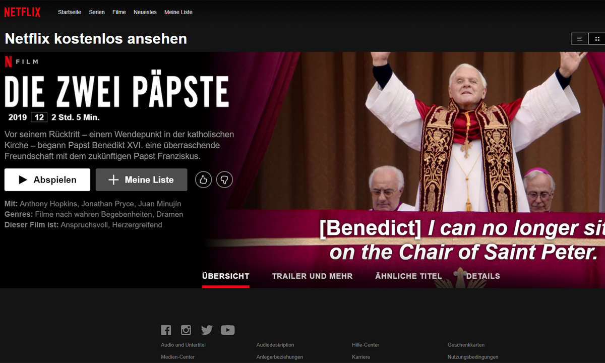 The Two Popes on Netflix