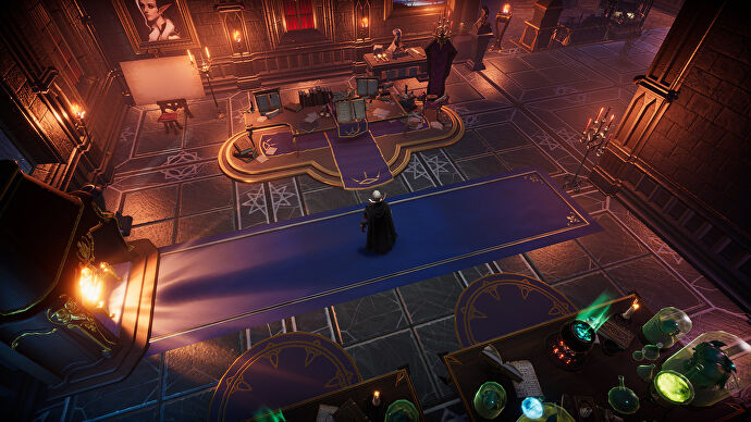 The player in V Rising stands in front of their Study in their castle.