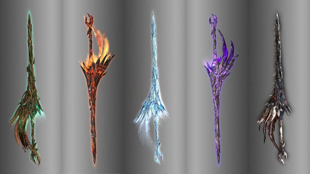 Concept art for each of the Legendary Generation 3 Elder Dragon skins.