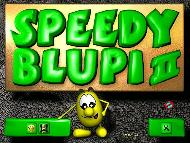 The start menu for Speedy Blupi II, the origin of the Speedy Eggbert shovelware