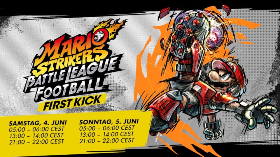 On both Saturday and Sunday, you can play Mario Strikers: Battle League Football in multiplayer for one hour during three time slots.