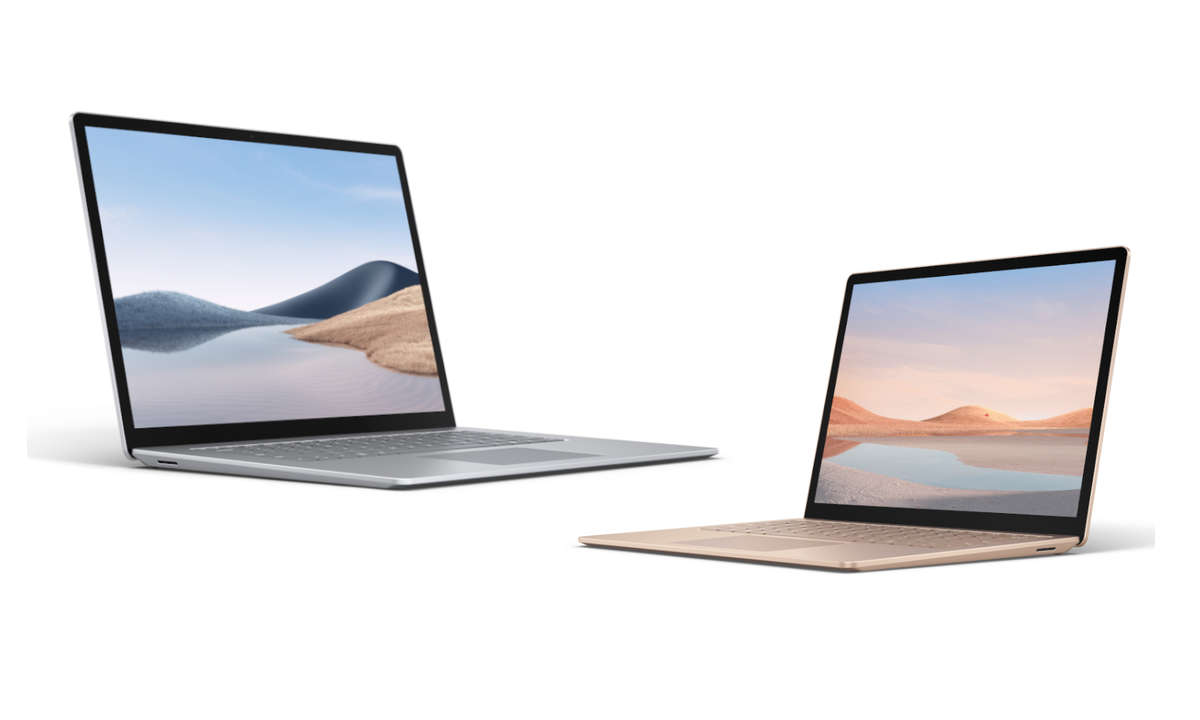 Microsoft Surface Laptop 4 in 15 (Platinum) and 13.5 inch (Sandstone)