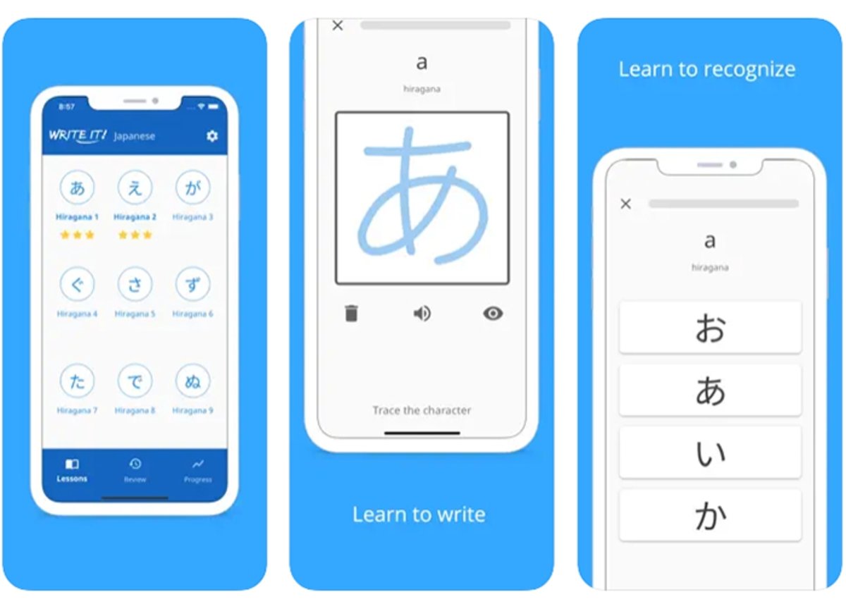 Learn to write each kana correctly with Write It Japanese
