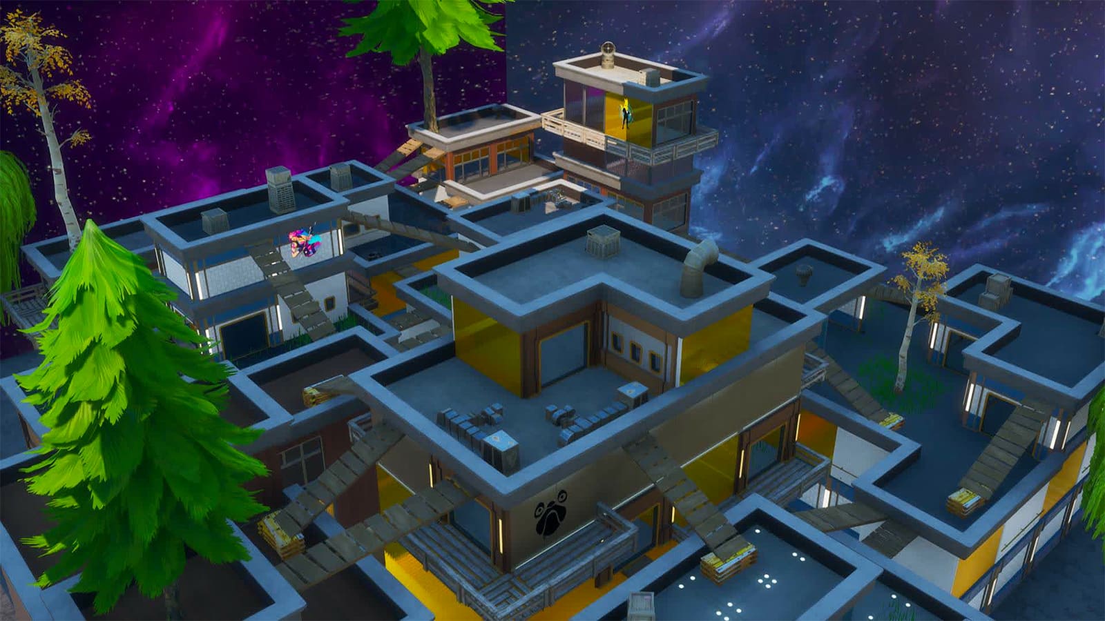 A screenshot of the Ranged Rooftop Gun gameplay in Fortnite