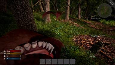Robber Knight demo screenshot showing the inside of the player's mouth and lots of teeth as the body glitches.
