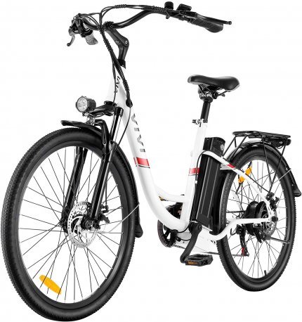 The Vivi e-bike for women features a removable 288 Wh lithium battery and a motorized range of up to 80 km.