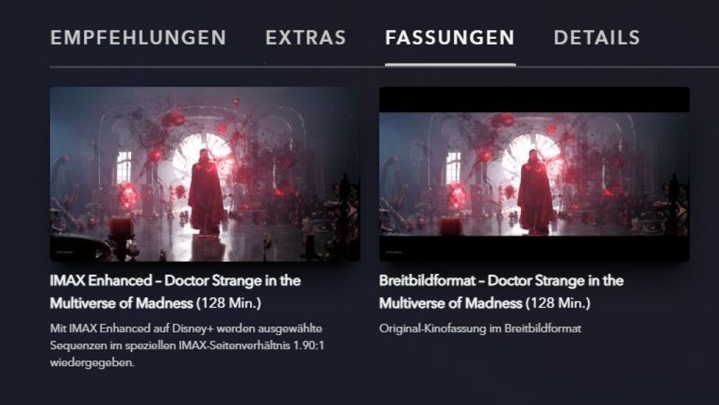 IMAX Enhanced compared to the regular widescreen version of Doctor Strange 2.