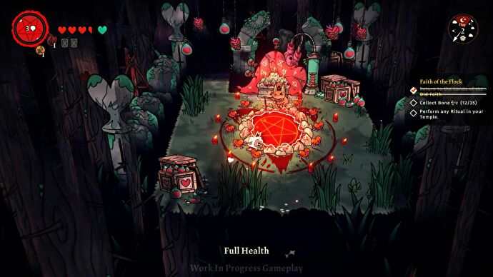 The pool of hearts in Cult Of The Lamb where you can heal during a dungeon run
