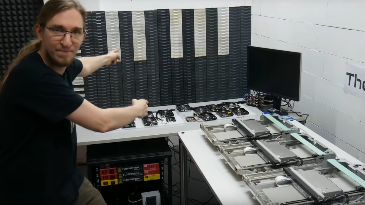 A creative user has bought hundreds of worthless floppy disk drives and is now making music with them