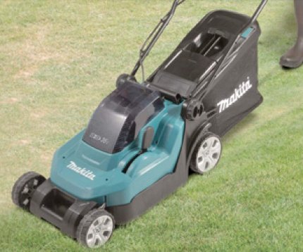 The Makita 36V cordless lawn mower has a large 50 liter grass collector.  The lawnmower is currently available on Amazon with a huge discount.