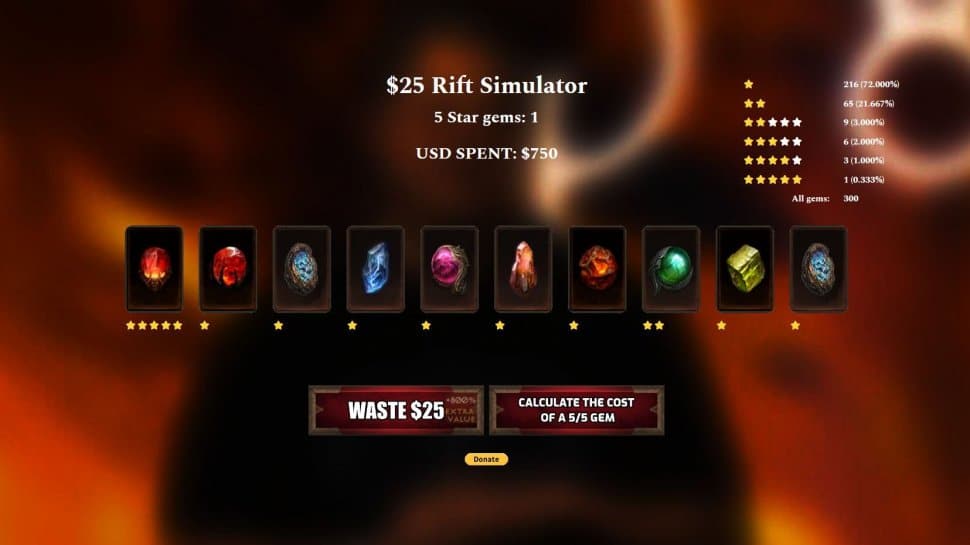 Diablo Immortal: Simulation of how expensive a 5-star gem can be