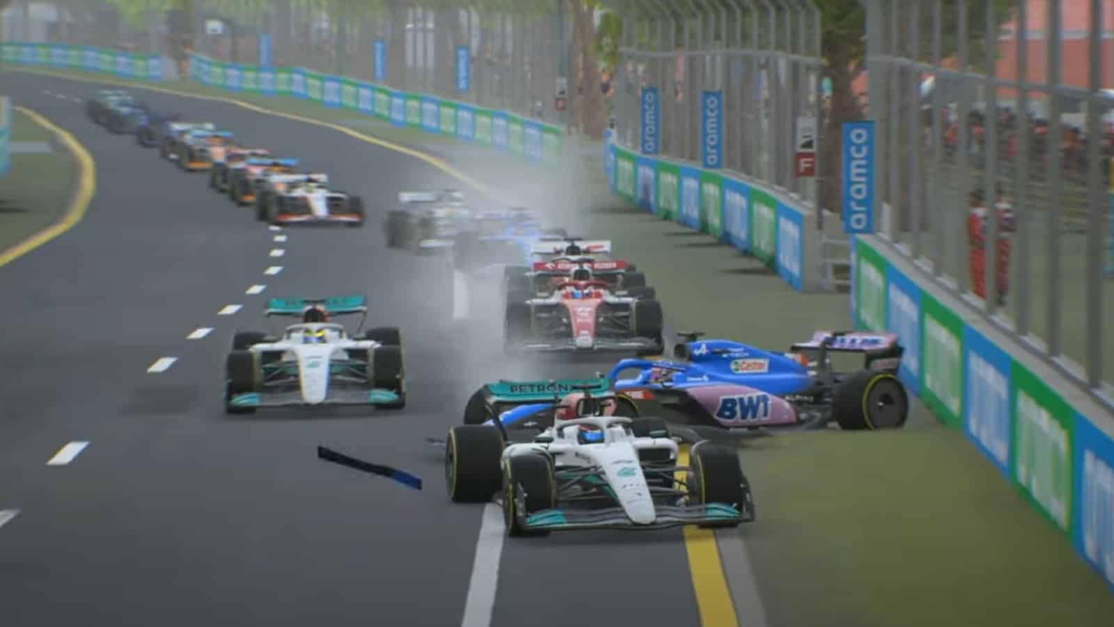 An accident in F1 Manager 2022