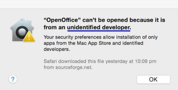 "Mac Cannot be Opened Because It is from an Unidentified Developer" Fix