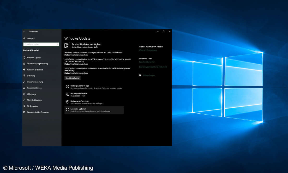 Screenshot of Windows Update Center
