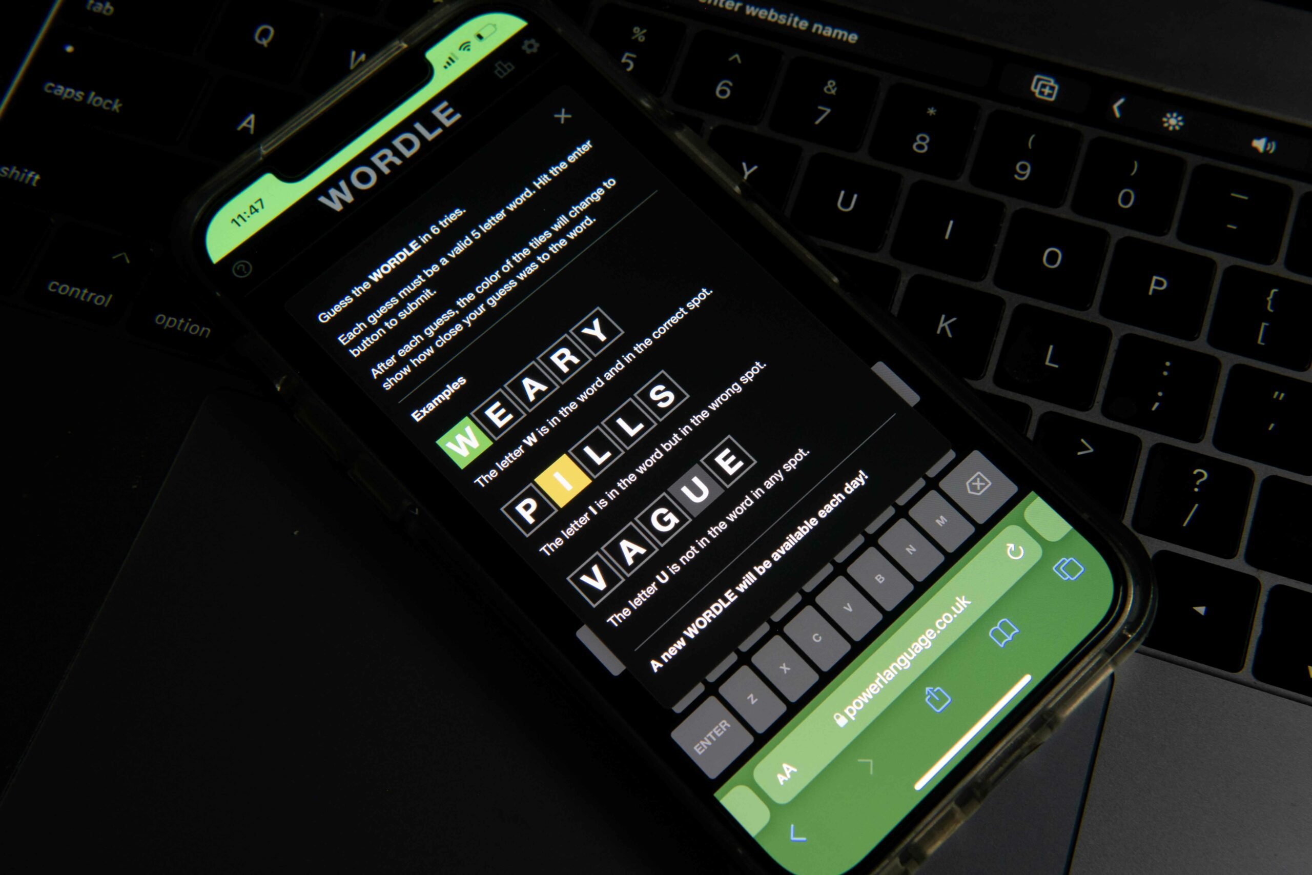 In this photo illustration, the word game Wordle is displayed on a mobile phone on January 12, 2022 in Houston, Texas.  The online word game Wordle went viral after initially gaining momentum in October 2021. Created by software engineer Josh Wardle, the game now has more than 2.7 million players.