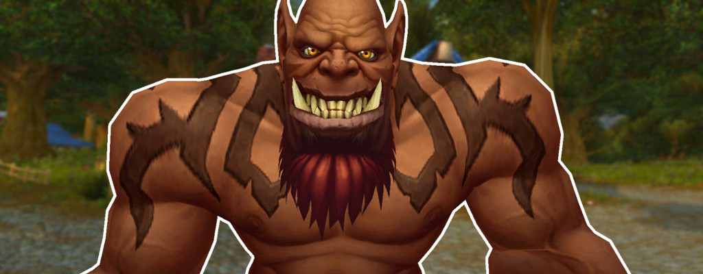 WoW Maghar Orc grins dirty and naked