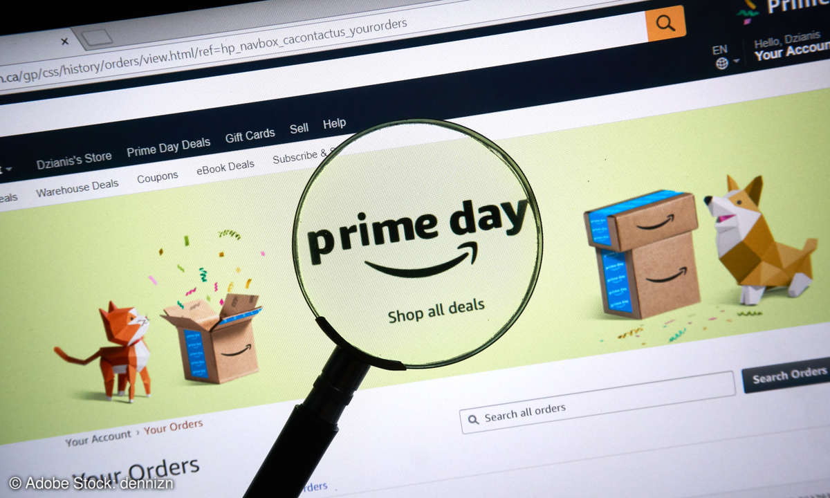 Magnifying glass over an Amazon Prime Day screen capture