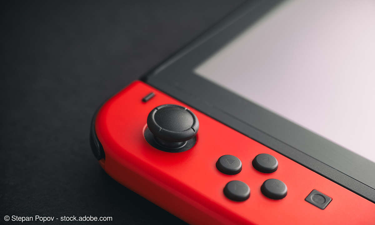 Photo: Left half of the Nintendo Switch in red