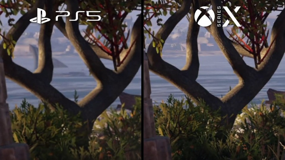The Xbox Series X version has a few more frame drops in cutscenes, but scores points for image sharpness.  (Image source: Digital Foundry)
