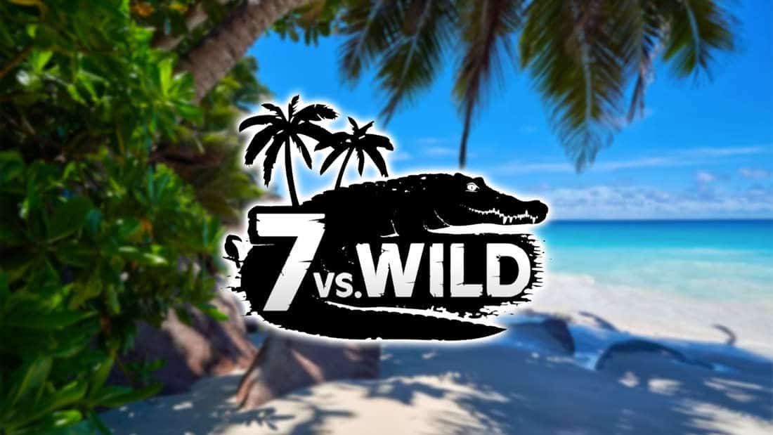 The 7 vs. Wild Season 2 logo in front of a Troic beach