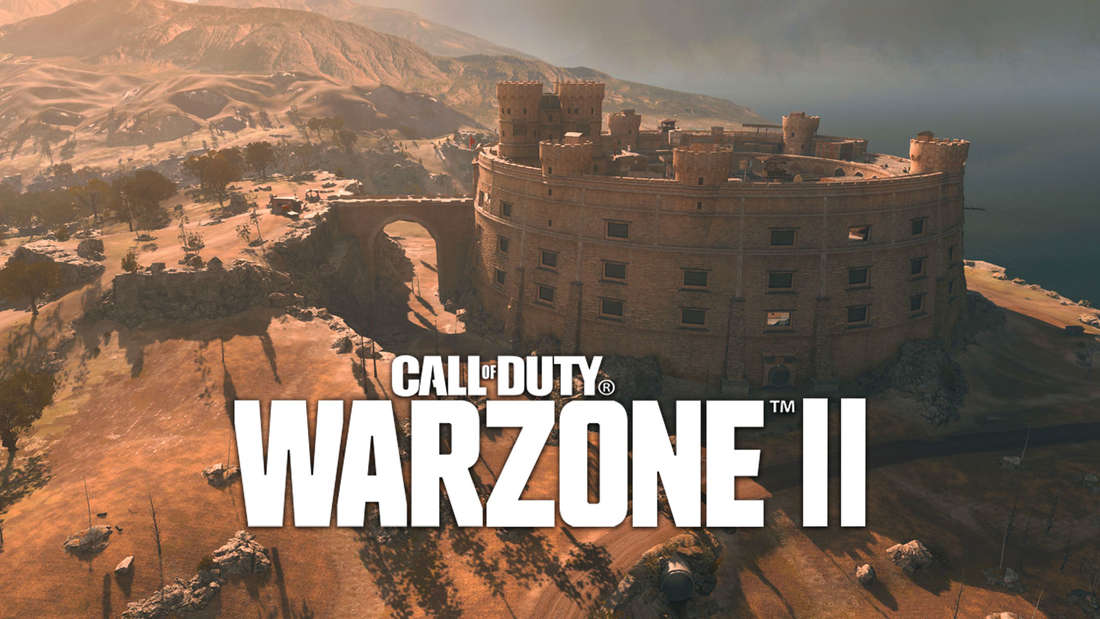 A fortress behind the Warzone 2 logo
