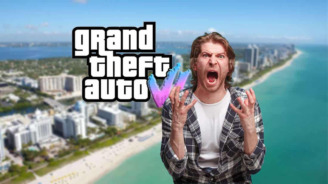 A man screams angrily next to the GTA 6 logo