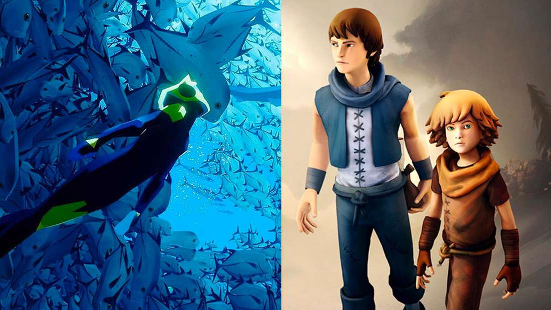 On the left the game Abzû and on the right Brothers: A Tale of Two Sons