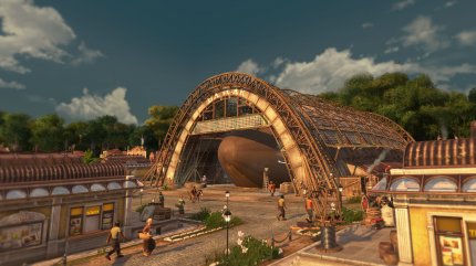 In the DLC you build a hangar for the airships.