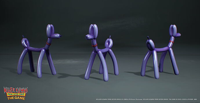 Concept art for a purple balloon dog from Killer Klowns From Outer Space: The Game