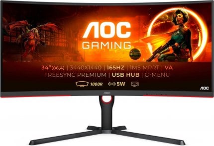 The AOC Curved Gaming Monitor with 34 inches, WQHD and 165 Hz can save almost 200 euros at Amazon Gaming Week.