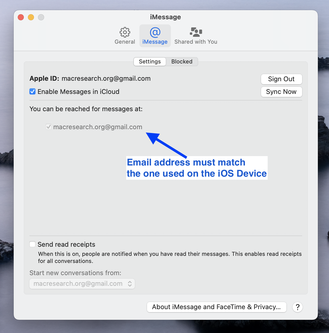 iMessage email