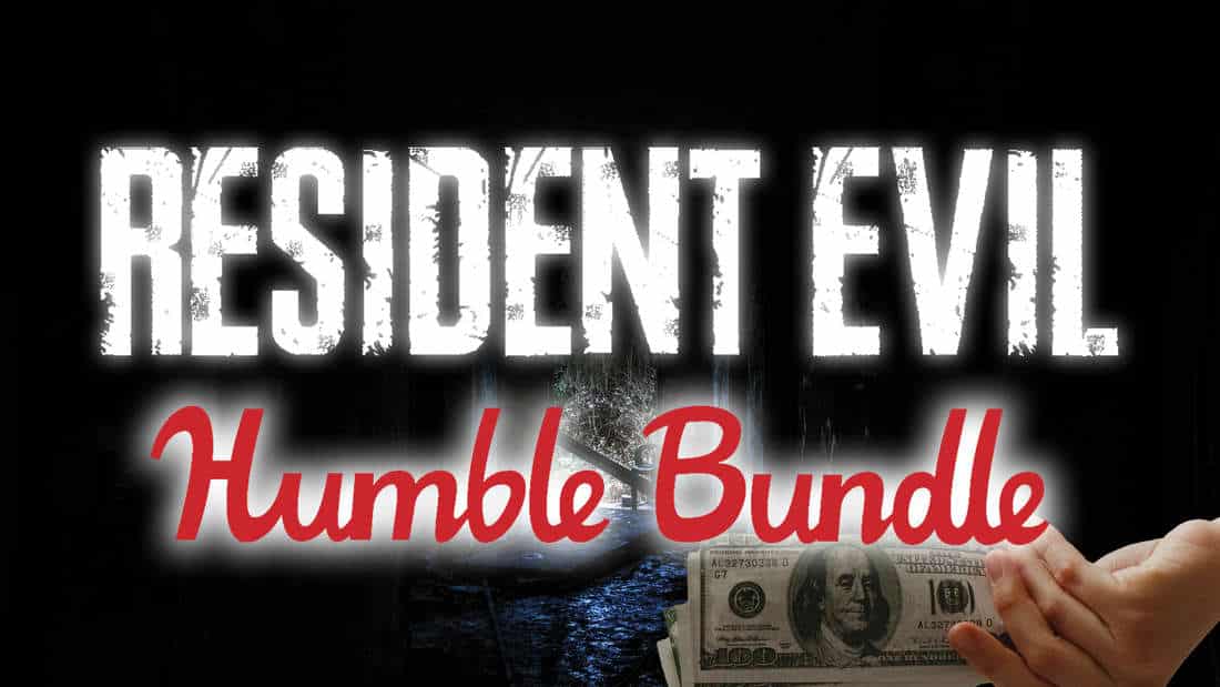 The Resident Evil logo next to the Humble Bundle logo