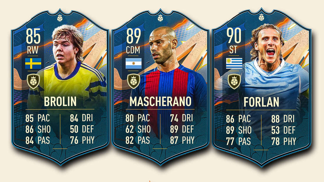 The Brolin, Mascherano, and Forlan Ultimate Team cards