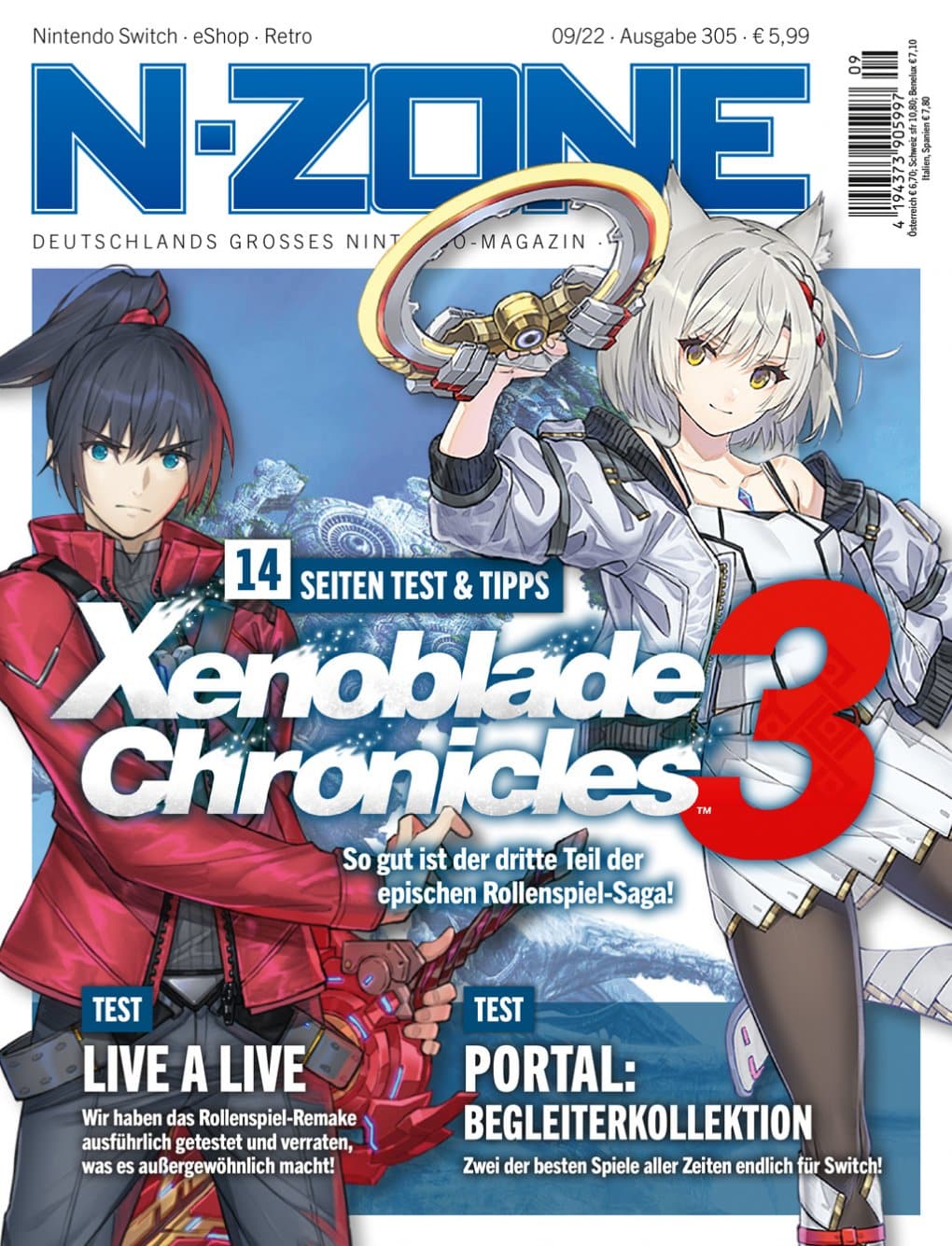 The new N-ZONE 09/22 is here!  Topics in this issue include: Xenoblade Chronicles 3, Portal: Companion Collection, Live A Live.