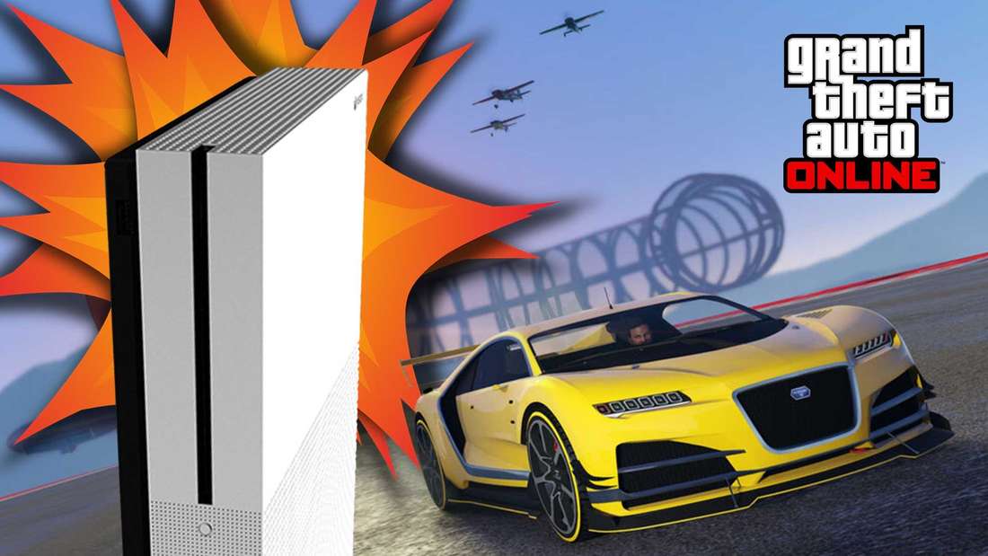 Car in GTA Online is racing.  Xbox One next to it explodes.