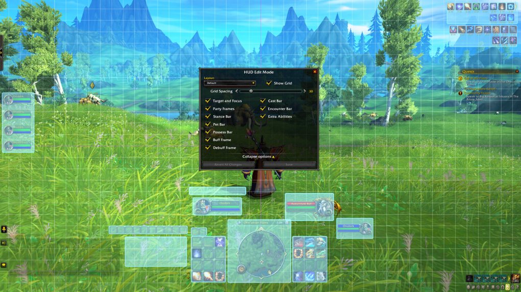 With the new editing mode in WoW: Dragonflight you can freely move and resize all interface elements that are transparently framed here in the picture.