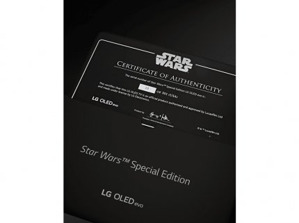 The Star Wars OLED TV from LG is strictly limited to 501 pieces, which is confirmed by the certificate of authenticity.