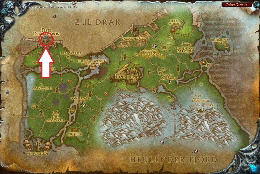 WoW WotLK Classic Map Grizzly Hills Fortress Drak Tharon Dungeon entrance