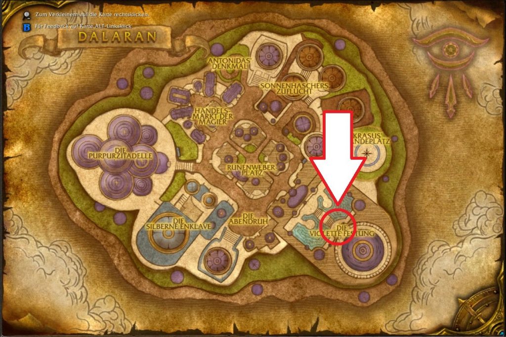 WoW WotLK Classic Map Dalaran Violet Hold dungeon entrance