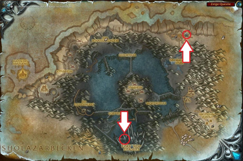 WoW WotLK Classic Map Icecrown Dungeon Entrances