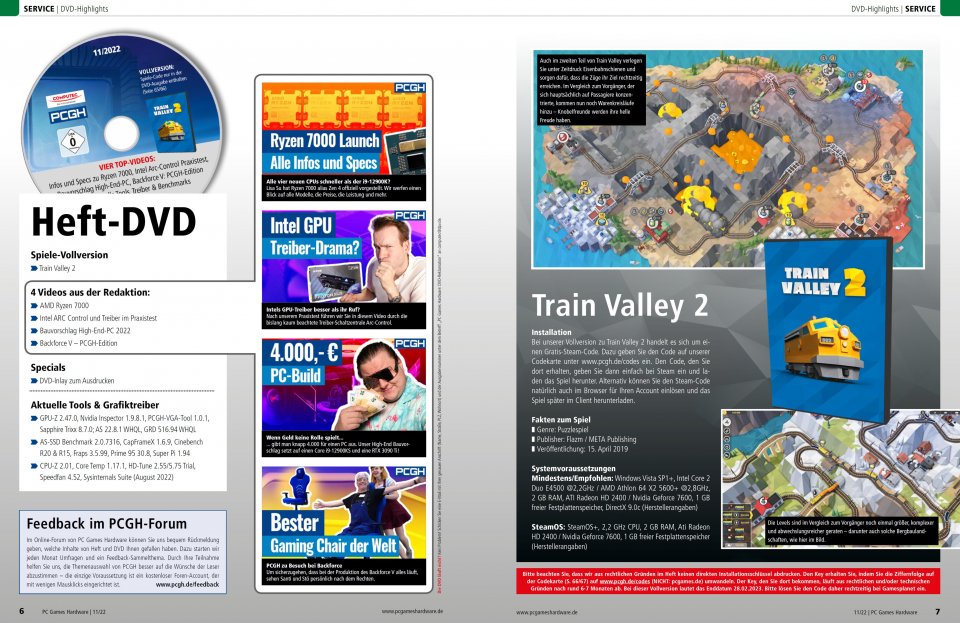 In addition to article extras and videos, the full version of Train Valley 2 is included in the DVD version of the PCGH booklet.