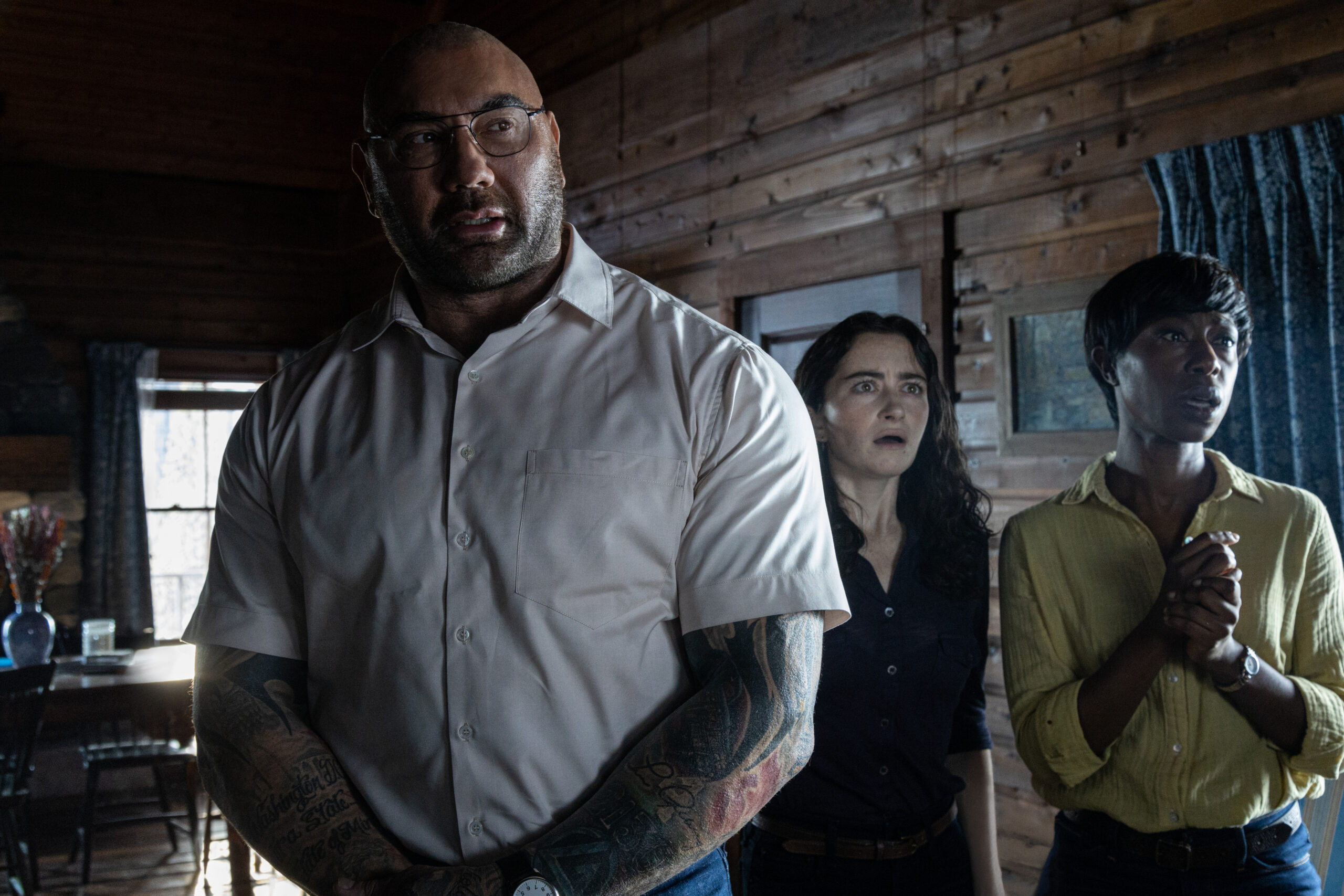 Knock at the Cabin Trailer: Dave Bautista and Rupert Grint mug a family