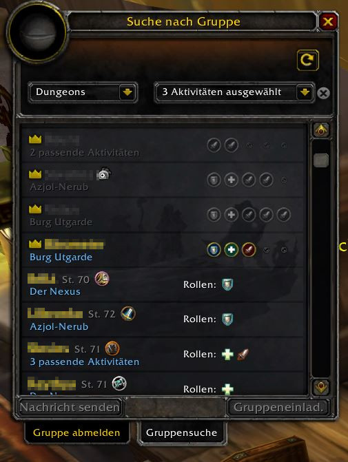 WoW WotLK Classic LFG tool Group Search